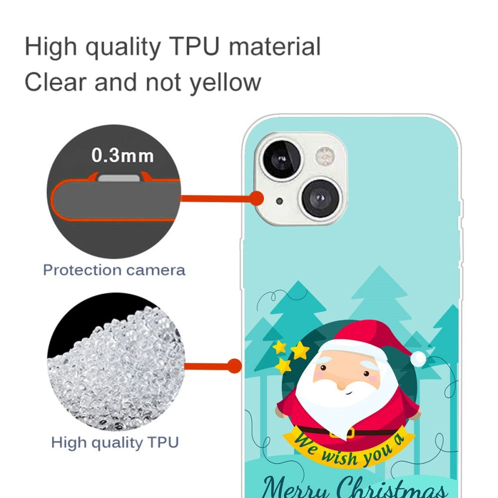 iPhone 15 Plus Flexibel Plast Jule Skal - Merry Christmas - Tecknad Jultomte