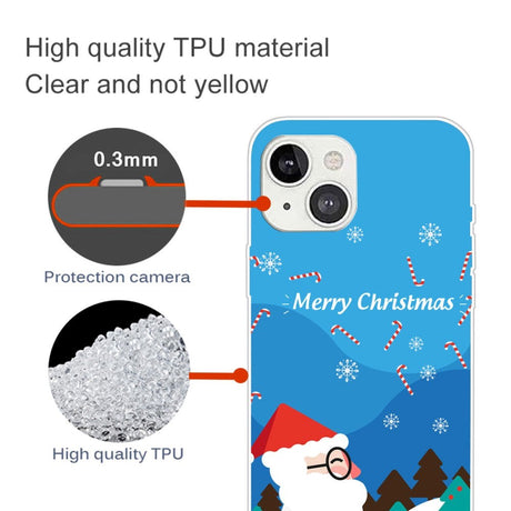 iPhone 15 Plus Flexibel Plast Jule Skal - Merry Christmas - Jultomten i Snöväder