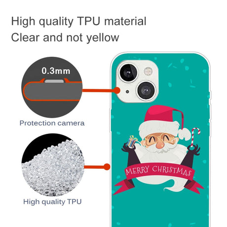 iPhone 15 Plus Flexibel Plast Jule Skal - Merry Christmas - Glad Jultomte