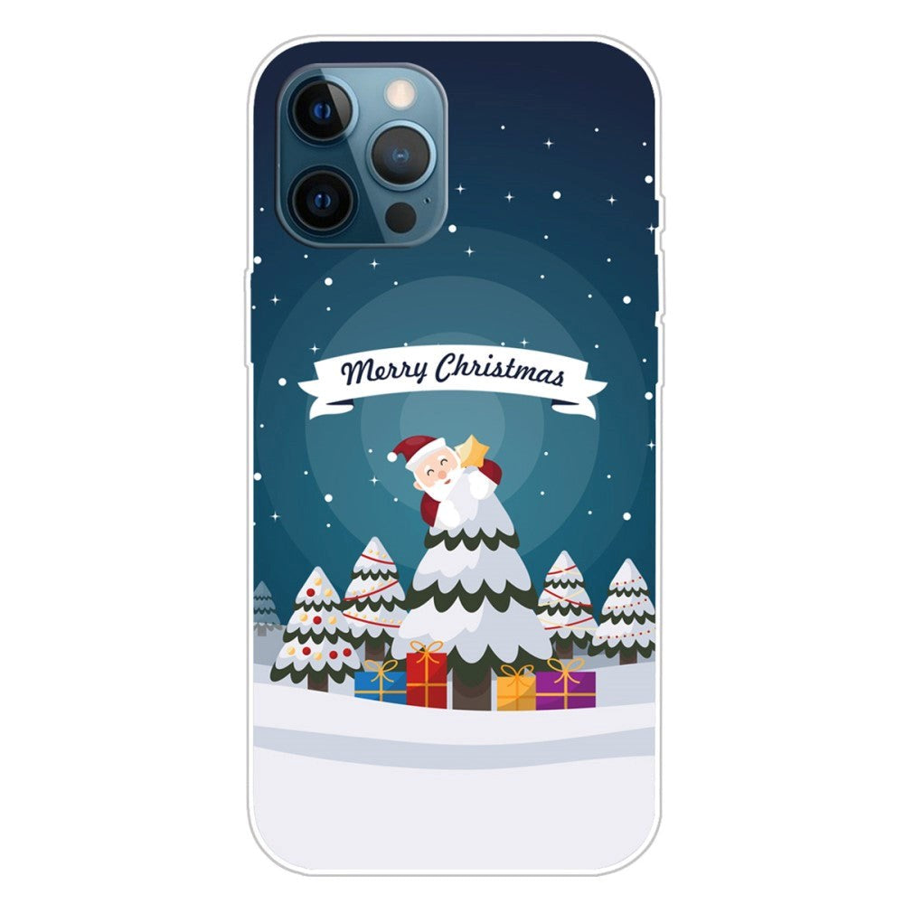 iPhone 15 Pro Flexibel Plast Jule Skal - Merry Christmas - Jultomten i Granen