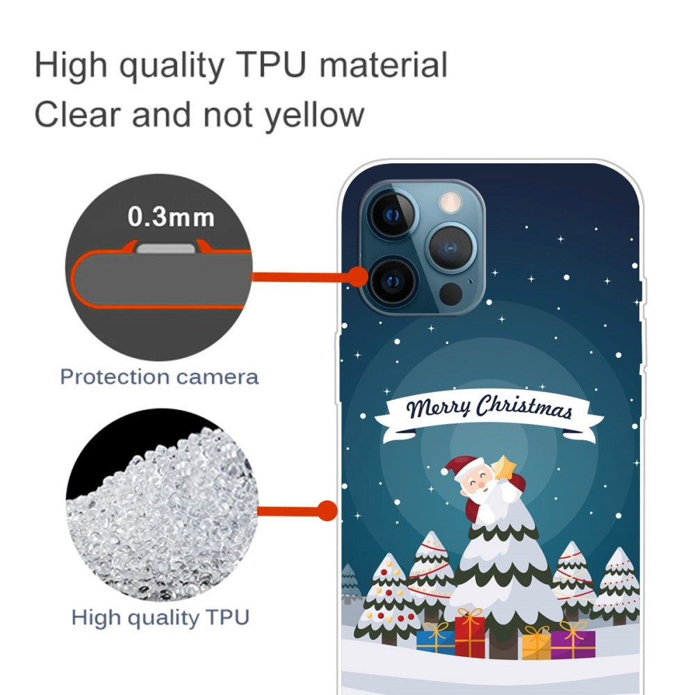 iPhone 15 Pro Flexibel Plast Jule Skal - Merry Christmas - Jultomten i Granen