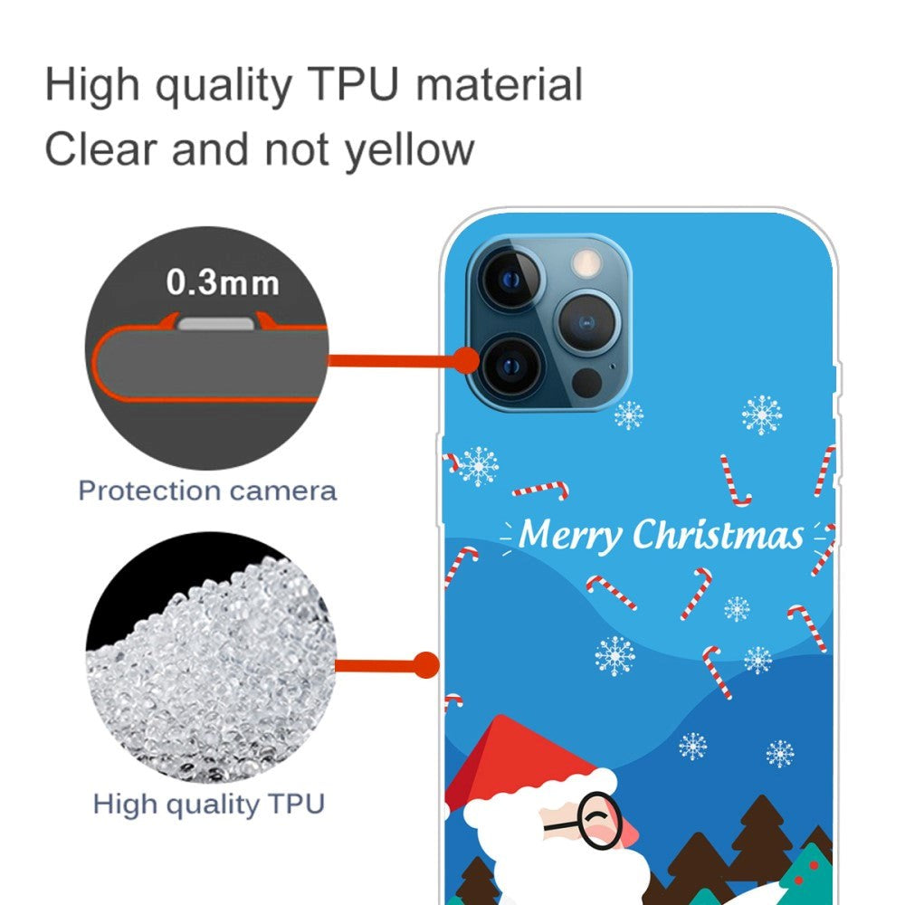 iPhone 15 Pro Flexibel Plast Jule Skal - Merry Christmas - Jultomten i Snöväder