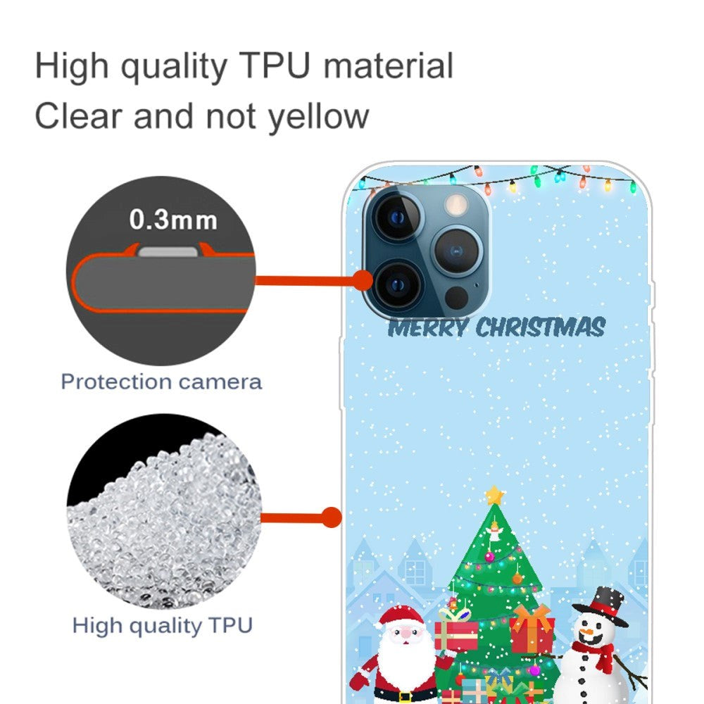 iPhone 15 Pro Flexibel Plast Jule Skal - Merry Christmas - Jultomten & Snögubben