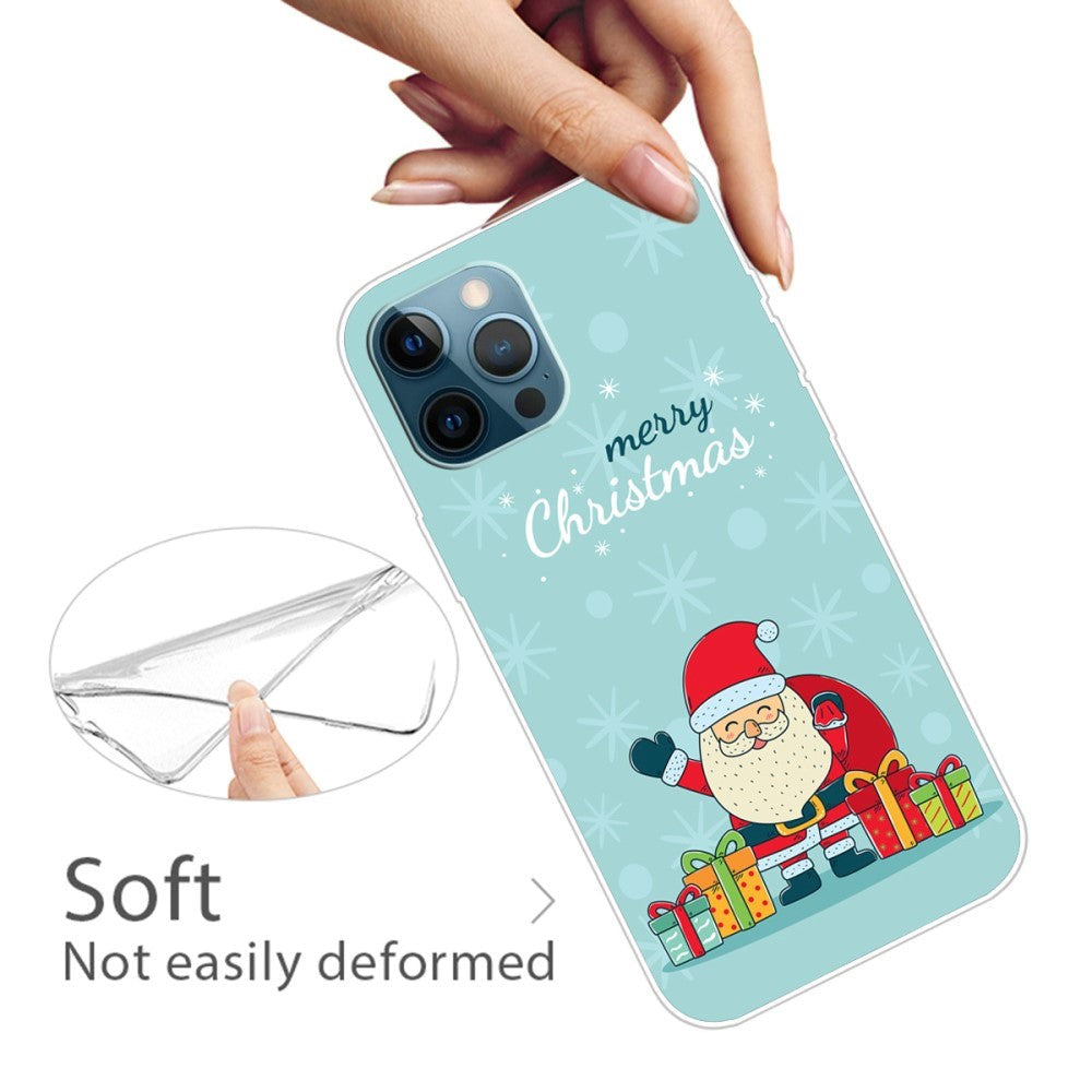 iPhone 15 Pro Flexibel Plast Jule Skal - Merry Christmas - Glad Jultomte med Presenter