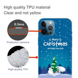 iPhone 15 Pro Flexibel Plast Jule Skal - Merry Christmas - Snögubbe och Julgran