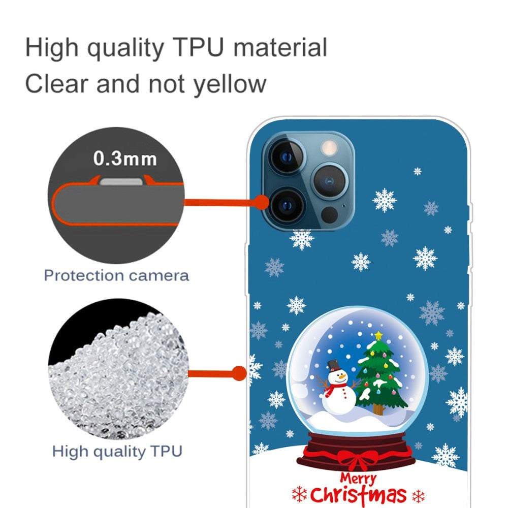 iPhone 15 Pro Flexibel Plast Jule Skal - Merry Christmas - Snöklot