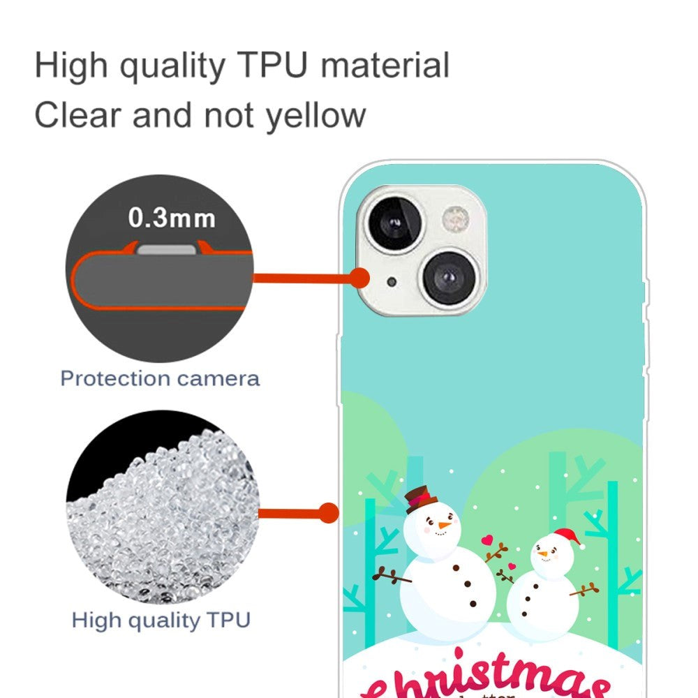 iPhone 15 Flexibel Plast Jule Skal - Merry Christmas - Snögubbar