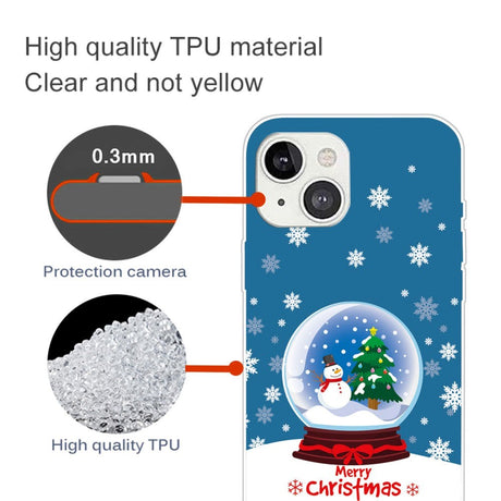 iPhone 15 Flexibel Plast Jule Skal - Merry Christmas - Snöklot