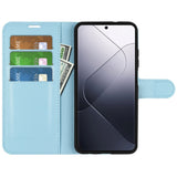 Xiaomi 14 Pro Konstläder Plånboksfodral m. Stativ - Ljusblå