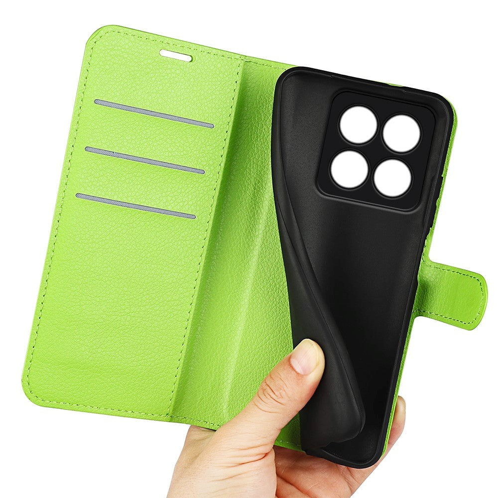Xiaomi 14 Pro Konstläder Plånboksfodral m. Stativ - Grön