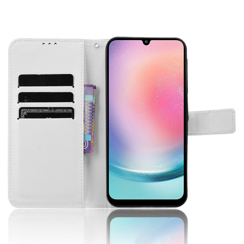 Samsung Galaxy A25 (5G) Konstläder Fodral m. Rem & Textur - Vit