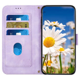 Samsung Galaxy S24 Ultra Läder Plånboksfodral med Rem - Lila med Blommor och Fjäril