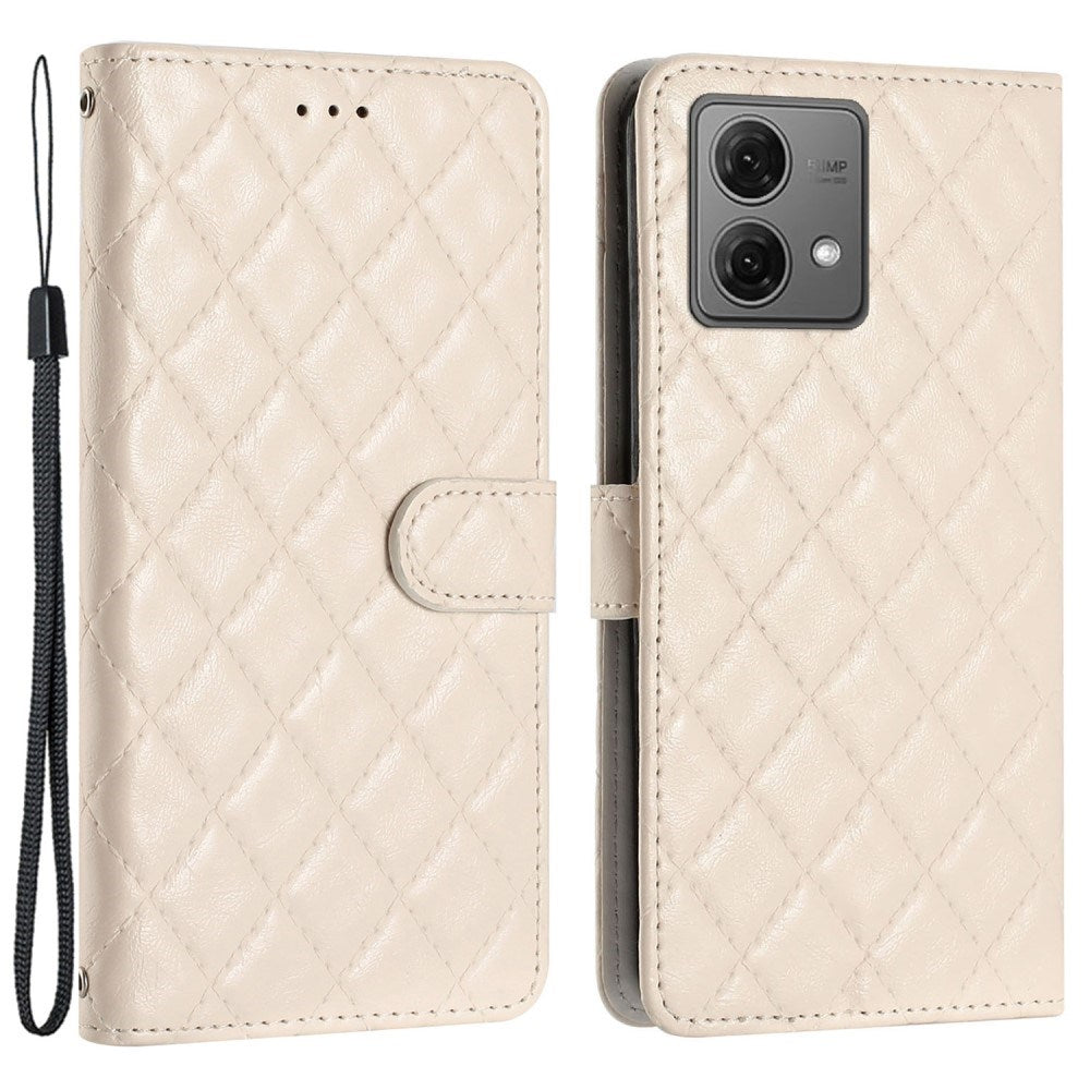 EIDERWOOD Motorola Moto G84 Läder Fodral m. Plånbok & Rem - Rhombus - Beige