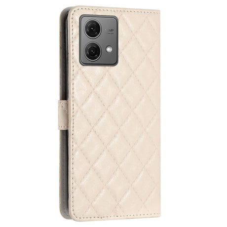 EIDERWOOD Motorola Moto G84 Läder Fodral m. Plånbok & Rem - Rhombus - Beige