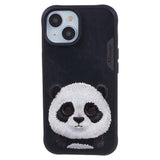 iPhone 15 Hybrid Skal med Djurmotiv & Broderi - Panda