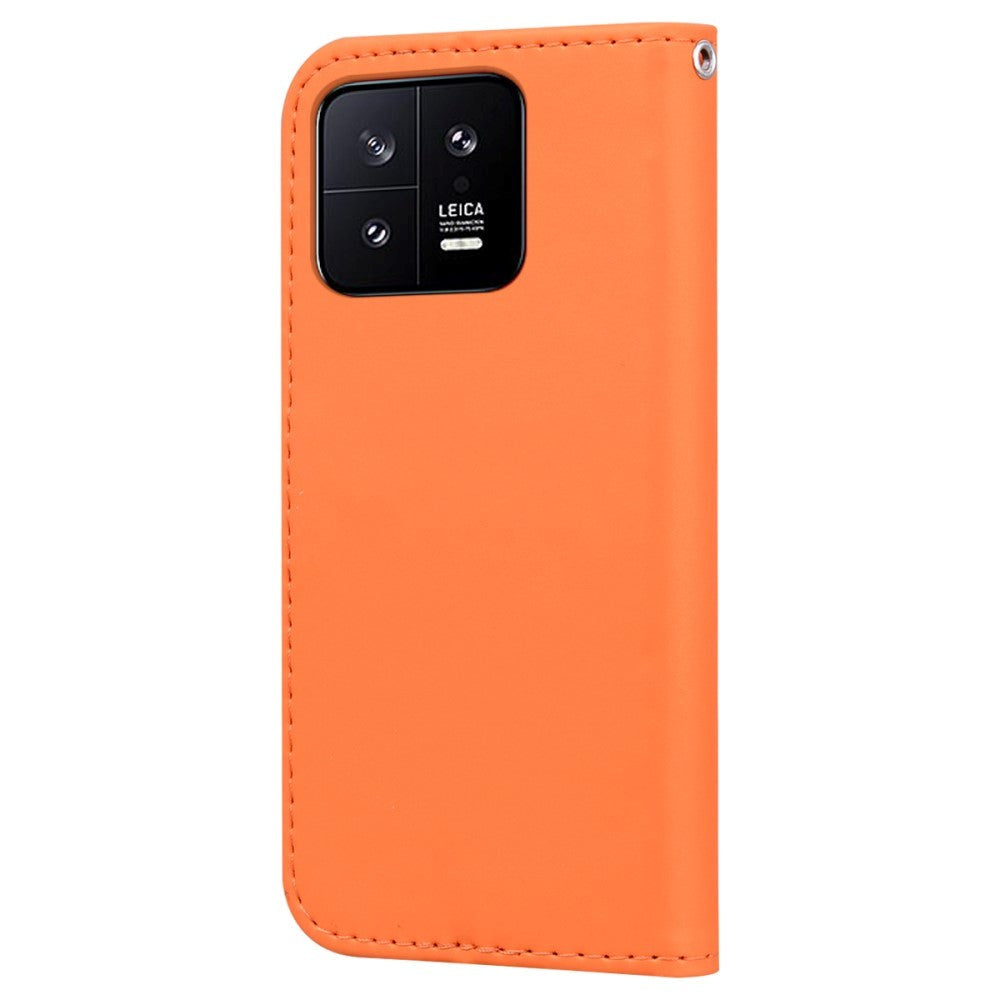 Xiaomi 13 Plånboksfodral med Rem / Ståfunktion / Korthållare - Orange (Frö)