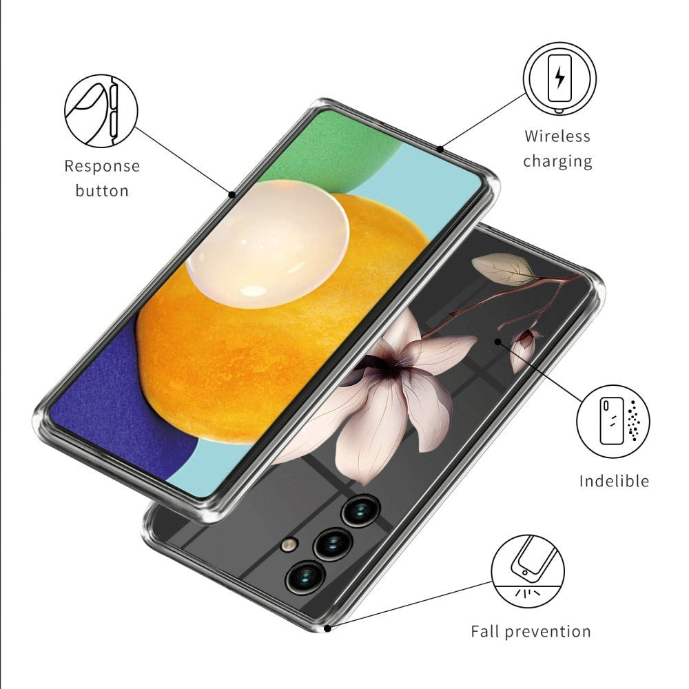 Samsung Galaxy A15 (5G) / A15 Flexibelt Plastskal - Transparent / Magnolia Blomma