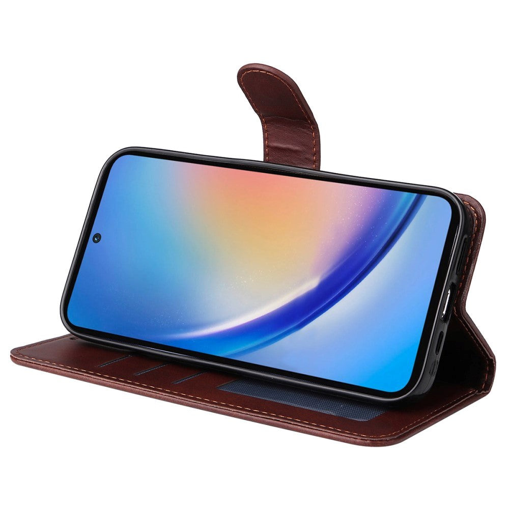 Samsung Galaxy A35 (5G) Konstläder Plånboksfodral m. Rem - Brun