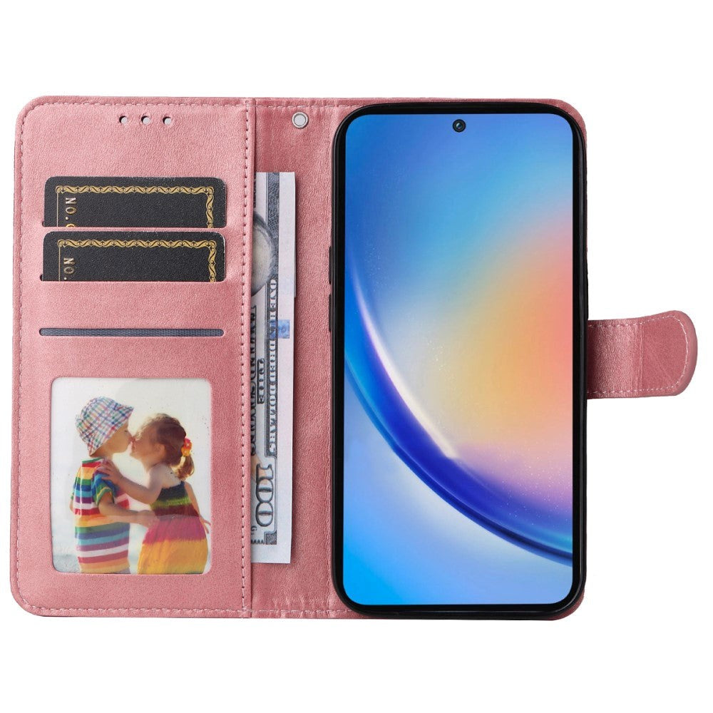 Samsung Galaxy A35 (5G) Konstläder Plånboksfodral m. Rem - Pink