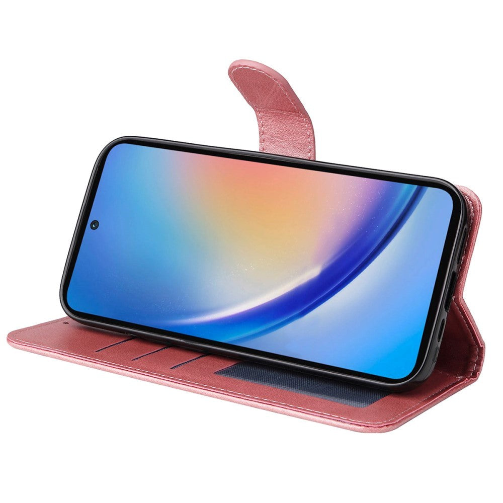 Samsung Galaxy A35 (5G) Konstläder Plånboksfodral m. Rem - Pink