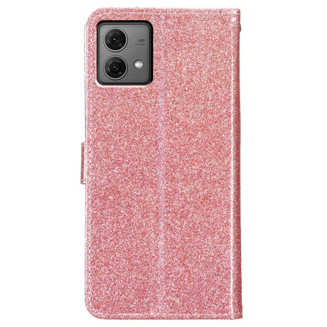 EIDERWOOD Motorola Moto G84 Läder Flip Fodral med Plånbok och Rem - Glitter - Rose Gold