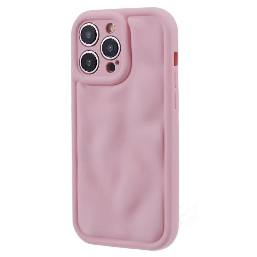 iPhone 15 Pro Flexibelt Plastskal med Vågig Design - Mat Pink