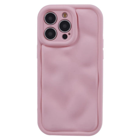 iPhone 15 Pro Flexibelt Plastskal med Vågig Design - Mat Pink