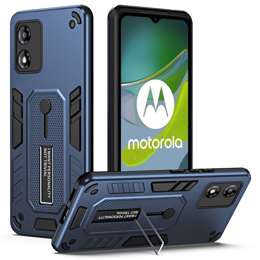 EIDERWOOD Motorola Moto E13 Tåligt Skal m. Fingerring & Stativ - Blå