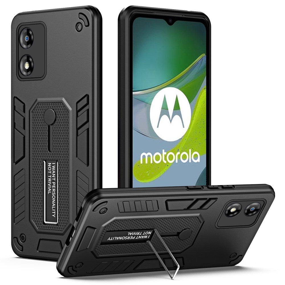 EIDERWOOD Motorola Moto E13 Tåligt Skal m. Fingerring & Stativ - Svart