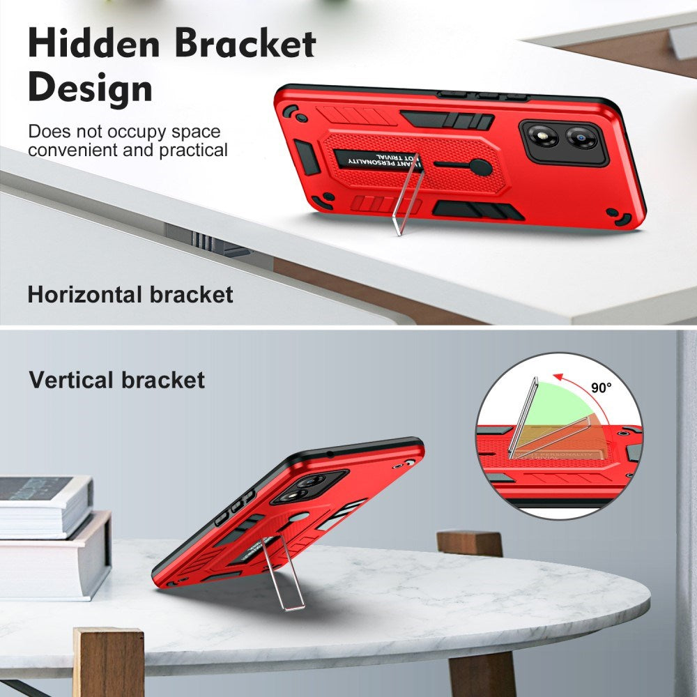 EIDERWOOD Motorola Moto E13 Tåligt Skal m. Fingerring & Stativ - Röd