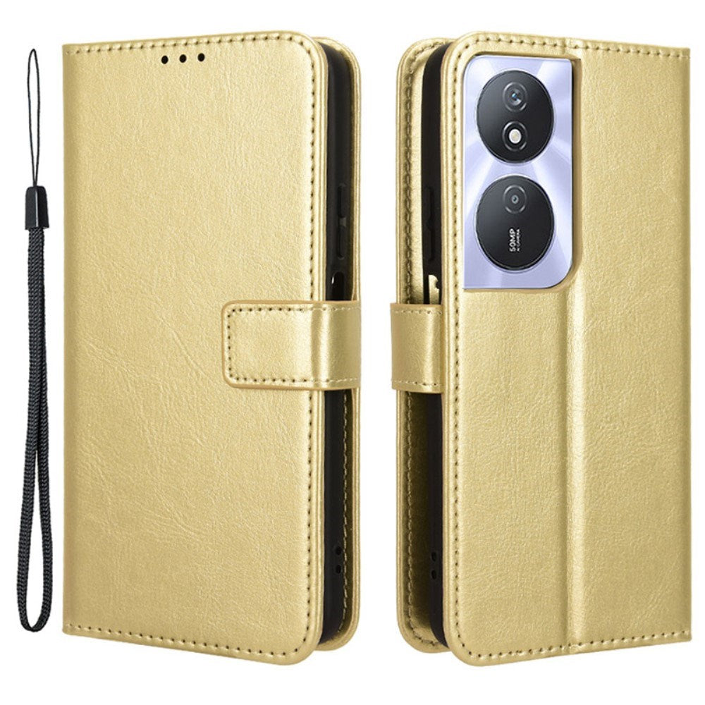 EIDERWOOD Honor X7b / 90 Smart Konstläder Flip Fodral m. Rem - Guld