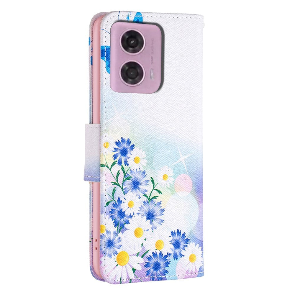 Motorola Moto G24 PU-Läder Plånboksfodral m. Tryck - Blommor och Fjärilar