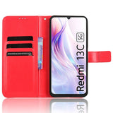 EIDERWOOD Xiaomi Redmi 13C (5G) Konstläder Flip Fodral m. Rem - Röd