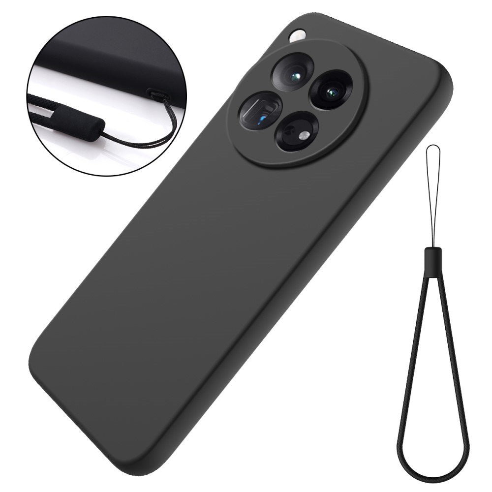 EIDERWOOD OnePlus 12R Liquid Silikon Skal med Rem - Svart