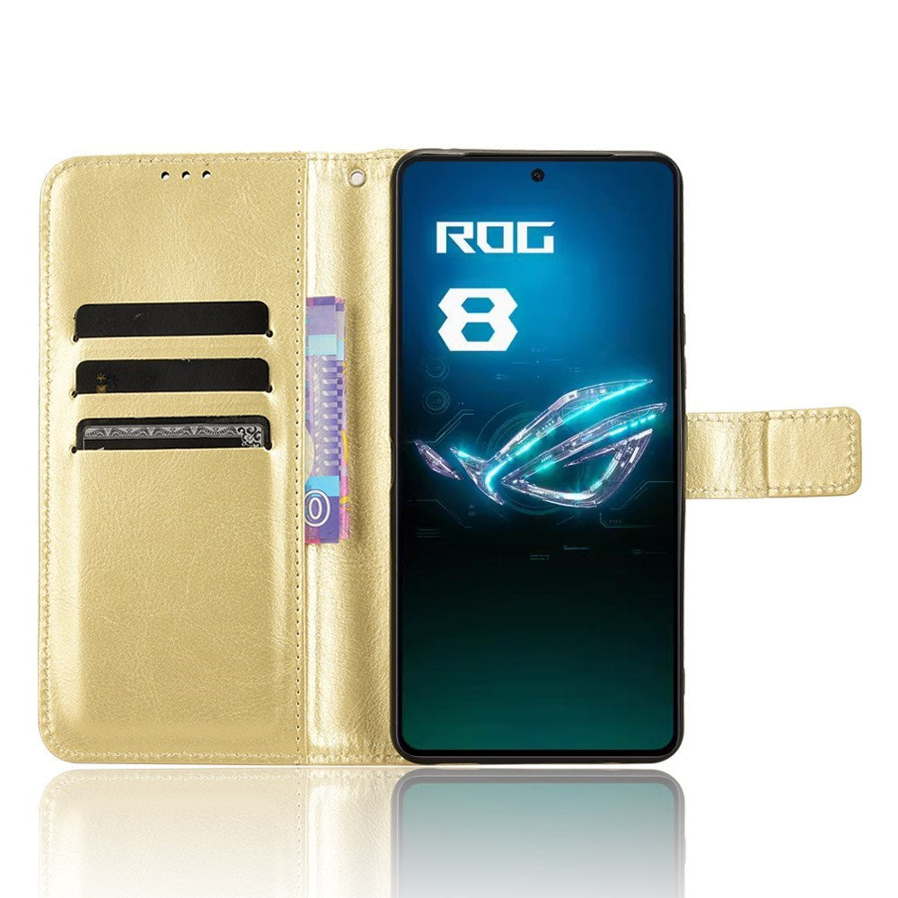 EIDERWOOD Asus ROG Phone 8 / 8 Pro Läder Plånbokfordral m. Stativ - Guld