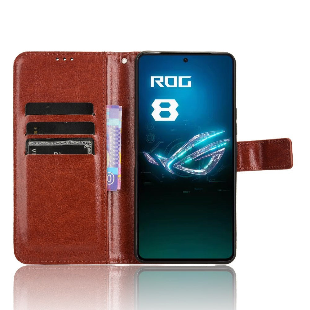 EIDERWOOD Asus ROG Phone 8 / 8 Pro Läder Plånbokfordral m. Stativ - Brun