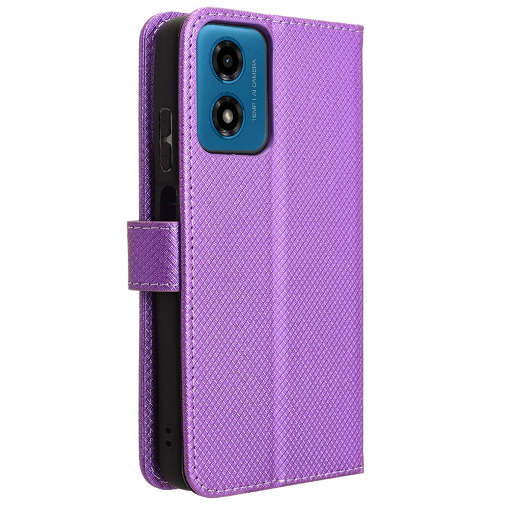 EIDERWOOD Motorola Moto G04 / G24 / G24 Power Leather Flip Cover med Rem & Textur - Lila