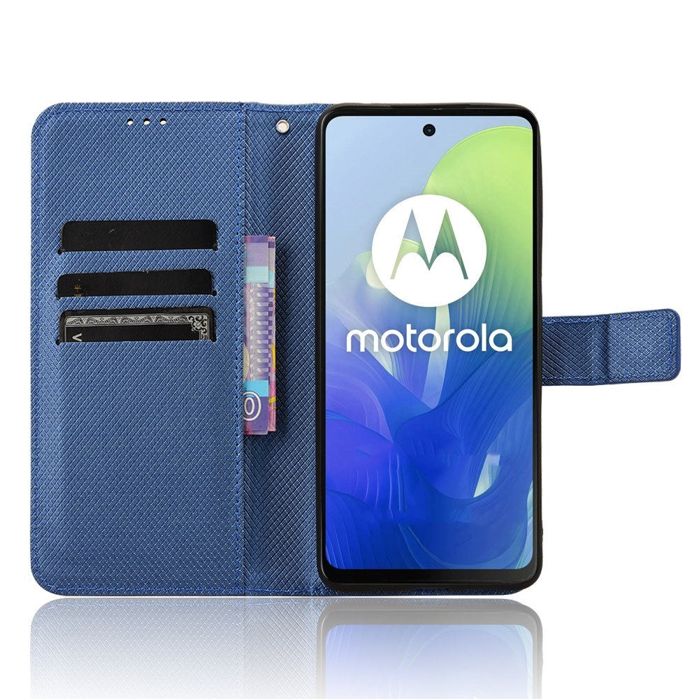 EIDERWOOD Motorola Moto G04 / G24 / G24 Power Leather Flip Cover med Rem & Textur - Blå