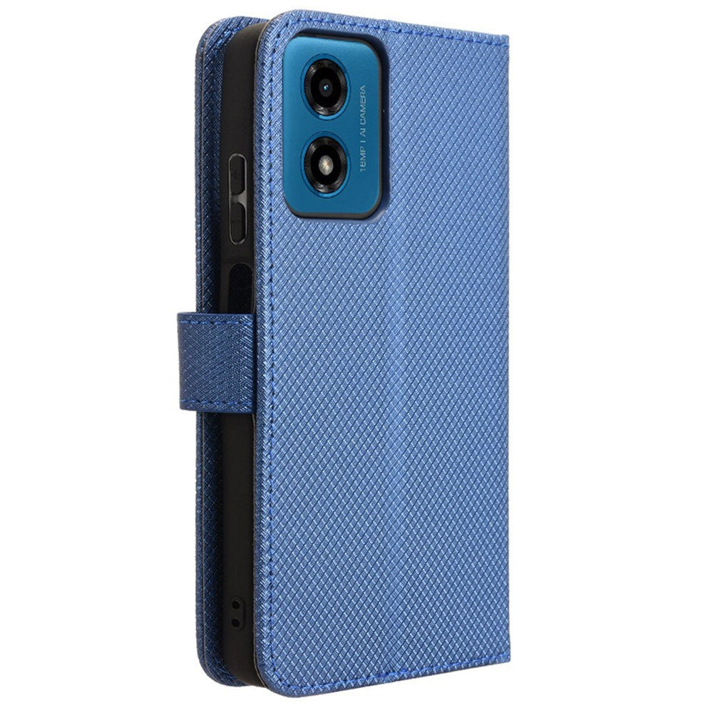 EIDERWOOD Motorola Moto G04 / G24 / G24 Power Leather Flip Cover med Rem & Textur - Blå