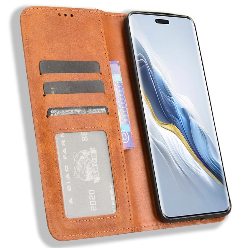 EIDERWOOD Honor Magic6 Pro (5G) Magnetiskt Konstläder Flip Fodral - Brun