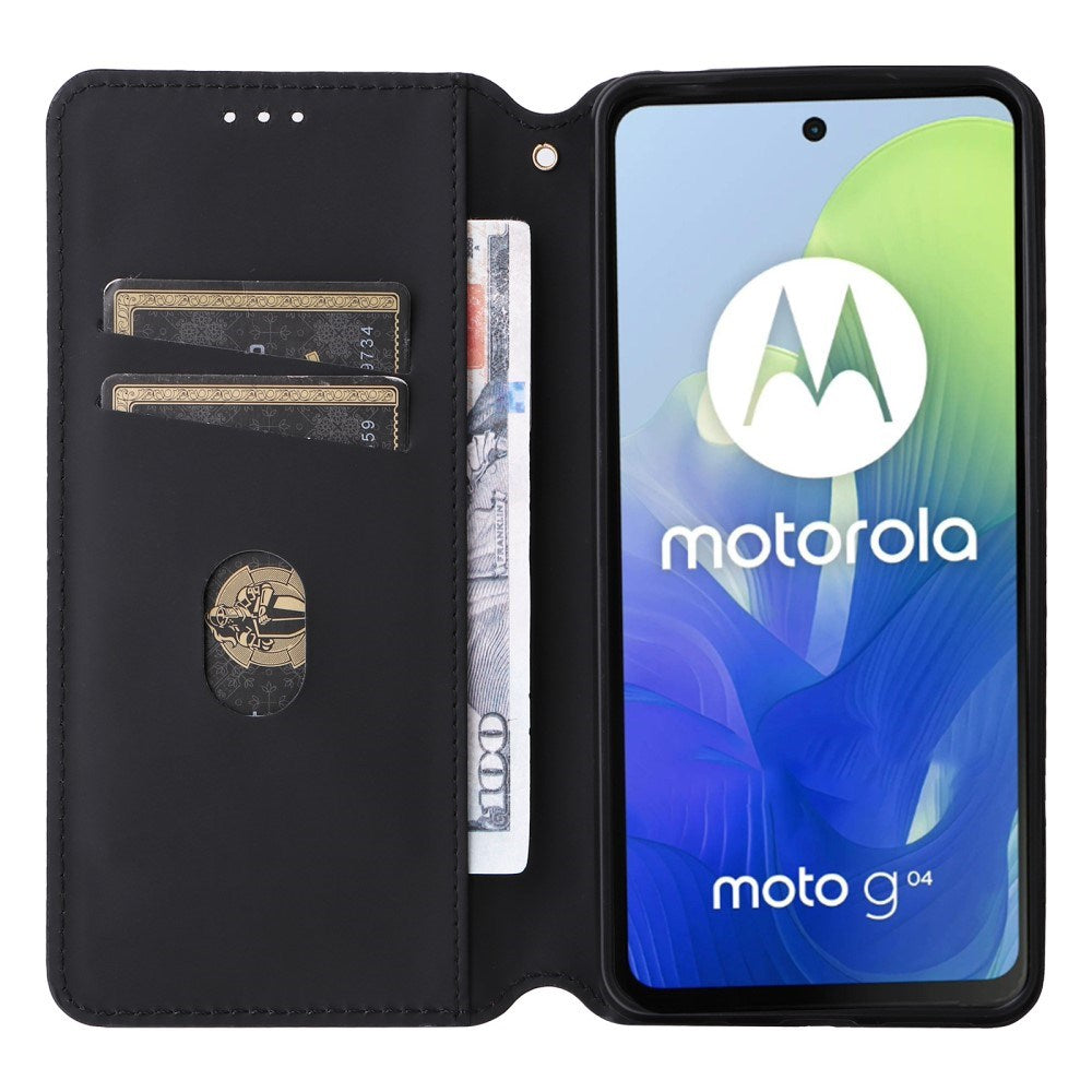 EIDERWOOD Motorola Moto G04 / G24 / G24 Power Leather Wallet Case - Rhombus - Röd