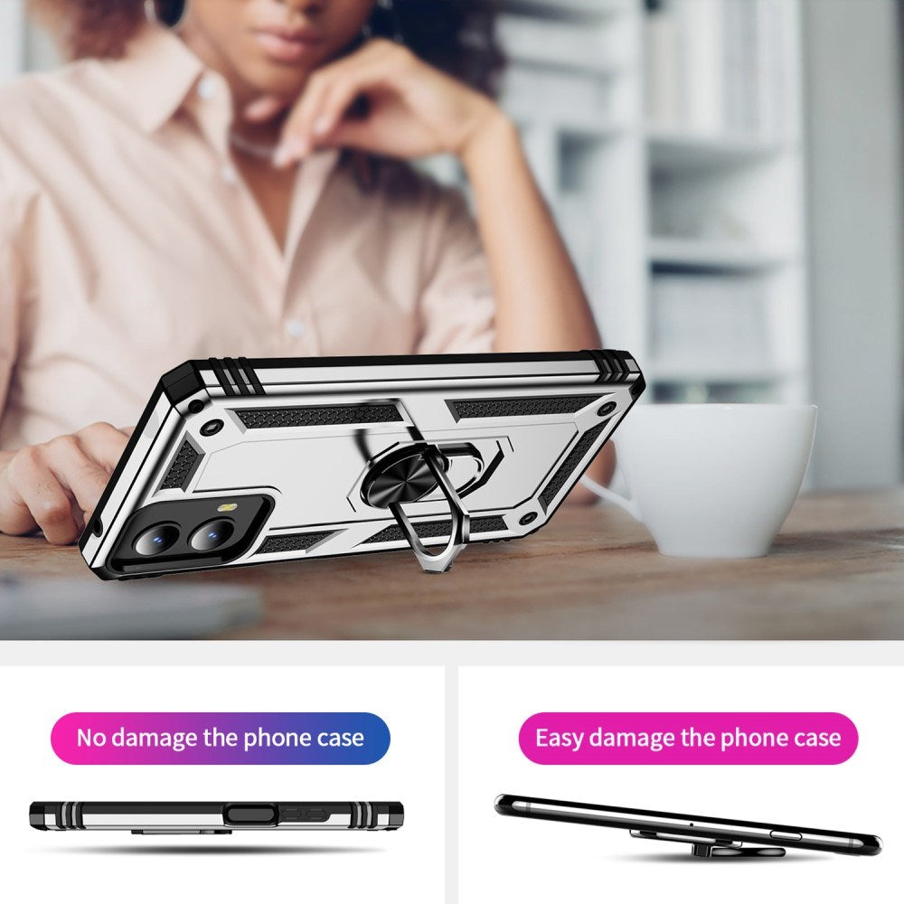 EIDERWOOD Motorola Moto G Play (2024) Tough Case m. Magnetisk Stativfunktion - Silver