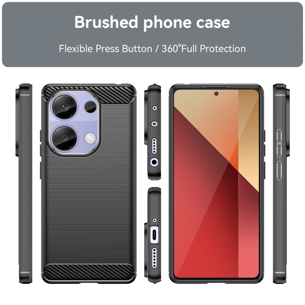 Xiaomi Redmi Note 13 Pro (4G) / Poco M6 Pro Brushed Carbon Fiber Skal - Svart