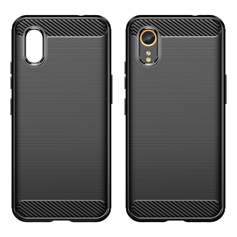 EIDERWOOD Samsung Galaxy Xcover 7 Brushed Carbon Fiber Flexibelt Plast Skal - Svart
