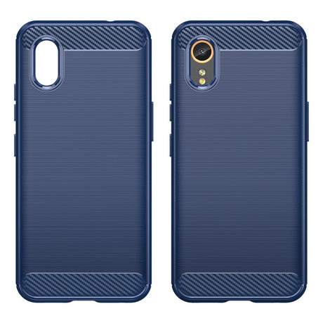 EIDERWOOD Samsung Galaxy Xcover 7 Brushed Carbon Fiber Flexibelt Plast Skal - Blå