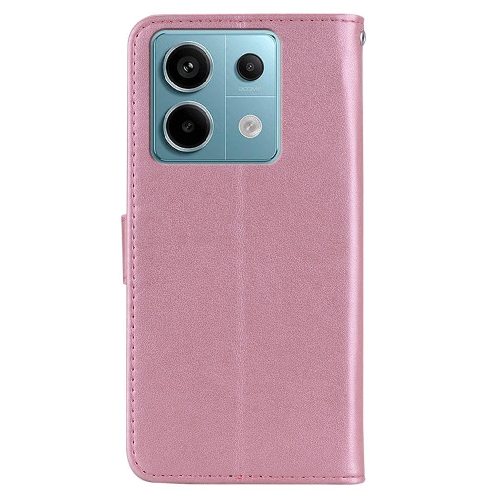 EIDERWOOD Xiaomi Redmi Note 13 Pro 5G / Poco X6 Läder Fodral med Plånbok - Uggla & Strass - Rose Gold