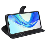 EIDERWOOD Honor X7b / 90 Smart Konstläder Flip Fodral m. Korthållare & Ställfunktion - Svart