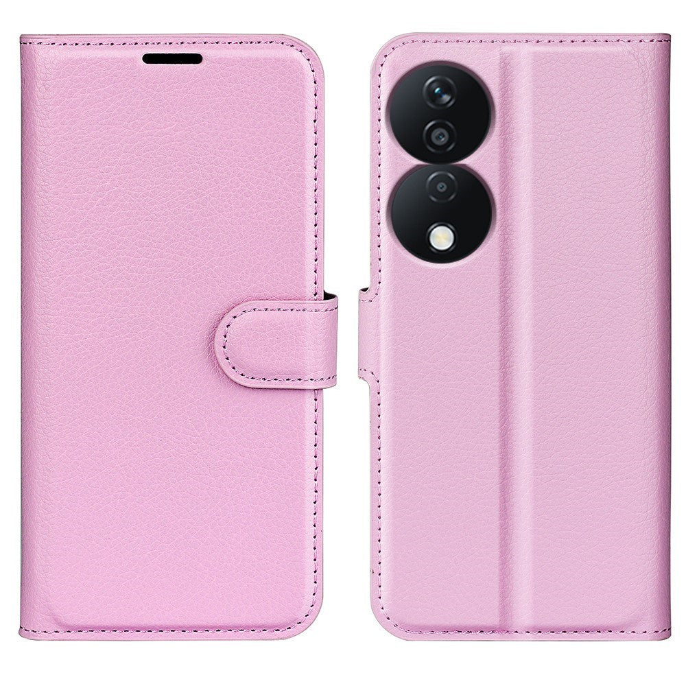 EIDERWOOD Honor X7b / 90 Smart Konstläder Flip Fodral m. Korthållare & Ställfunktion - Rosa