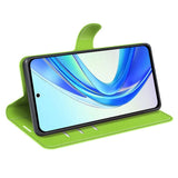 EIDERWOOD Honor X7b / 90 Smart Konstläder Flip Fodral m. Korthållare & Ställfunktion - Grön