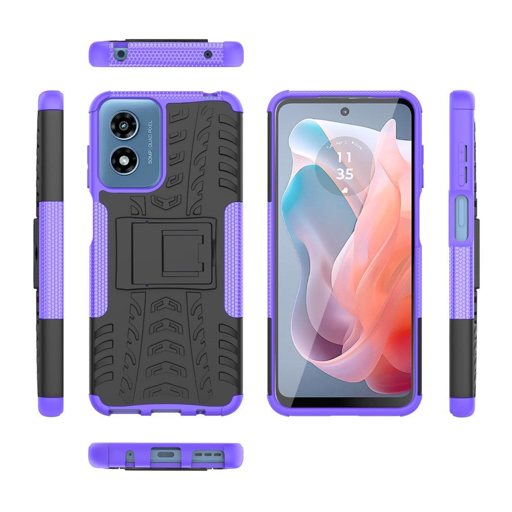 EIDERWOOD Motorola Moto G Play (2024) Hybrid Tough Case m. Stativfunktion - Svart / Lila